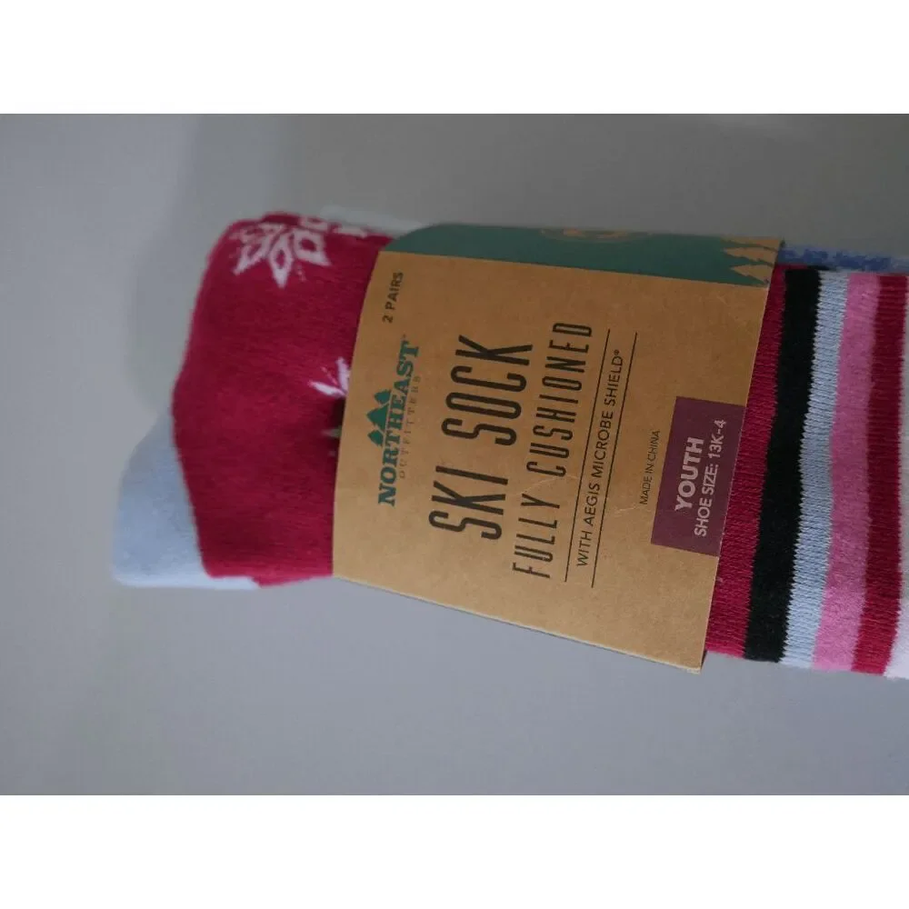 Northeast Outfitters 2-Pairs Youth Cozy Cabin SKI Socks Fully Cushioned 13K-4